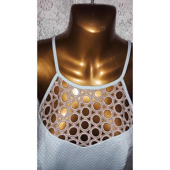 NWT Lilly Pulitzer Sz 6 LARINA Blue and Gold Halter Top - Picture 2 of 10